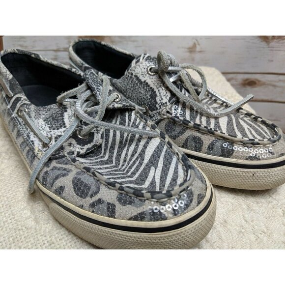 Sperry Women's Top Sider Boat Shoe Animal Print Sequins Loafers Size 6.5 M - Picture 10 of 11